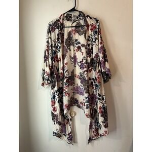 Anthropologie Patrons Of Peace Duster Cardigan Floral Boho Size Medium 1/2 Sleev